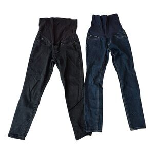 Maternity Skinny Jeans Bundle‎ Indigo Blue (Small) & Dark Gray (Large)